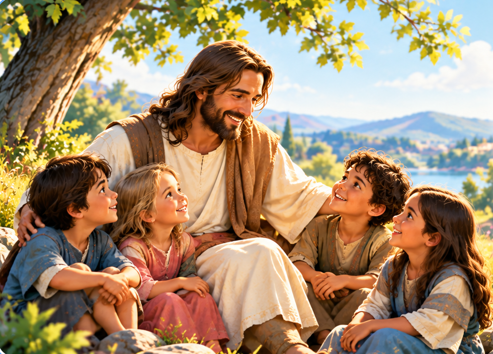 Illustration of Jesus Christ teaching children